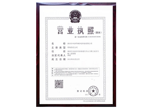 A copy of the business license